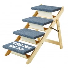 VEVOR Escalera Plegable de Madera para Mascotas Perros 4 Peldaños Carga de 68 kg