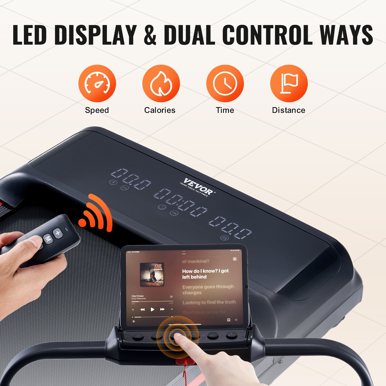 VEVOR Walking Pad Treadmill for Under-Desk Use, Work Treadmill, Foldable Treadmill with 120 kg Weight Capacity, Portable 2-in-1 Pad with 2.5 HP, Handlebar, Remote Control, LED Display, 1-12 km/h