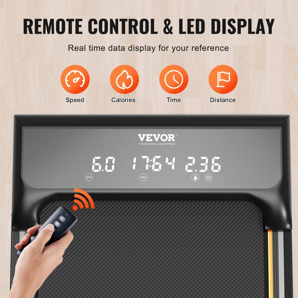 VEVOR Walking Pad, cinta de correr debajo del escritorio para oficina en casa, máquina para caminar y correr, cinta de correr plegable con capacidad de 265 libras, almohadilla portátil 2 en 1 de 2,5 HP con barra de agarre, control remoto y pantalla LED
