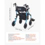 VEVOR Andador para Ancianos 2 en 1 con Ruedas de 25,4 cm, Asiento Soporta 136 kg, Silla de Transporte Plegable de Aleación de Aluminio, Reposabrazos Ajustable para Personas Mayores Compras y Exterior