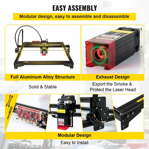 VEVOR Mini Grabador Láser 410 x 400 mm 5,5W Máquina de Grabado Lláser Compatible con Windows7/8/10/11, iOS/Android Máquina de Grabado CNC para Grabar Papel, Madera, Cuero, Tela, Plástico, Acrílico