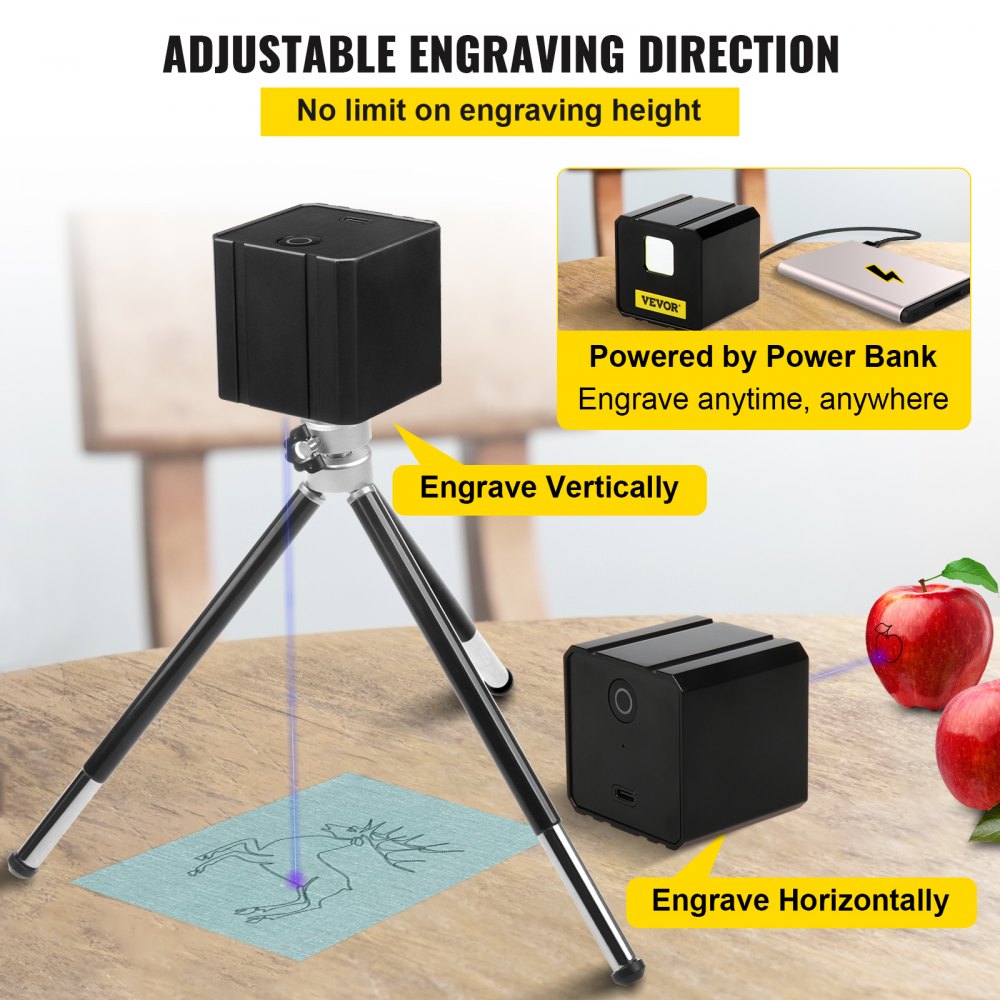 VEVOR Grabadora Láser Aleación de Aluminio Cortadora Láser JPG / BMP / PNG / Código G Máquina de Grabado CNC y Trípode para Grabar Varios Materiales, como Papel, Tela, Madera, Cuero, Fieltro, Plástico