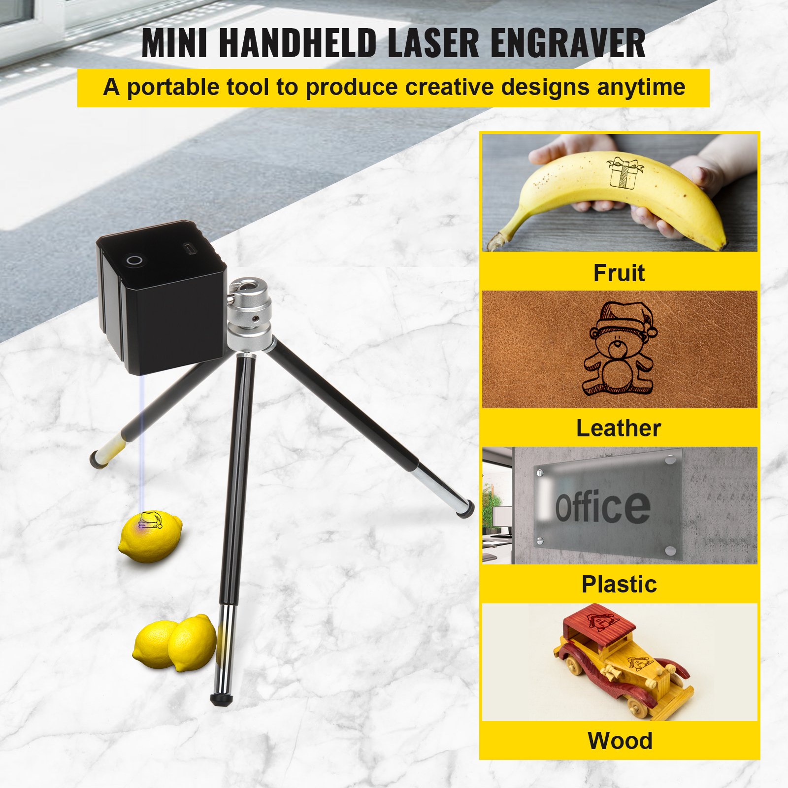 VEVOR Grabadora Láser Aleación de Aluminio Cortadora Láser JPG / BMP / PNG / Código G Máquina de Grabado CNC y Trípode para Grabar Varios Materiales, como Papel, Tela, Madera, Cuero, Fieltro, Plástico