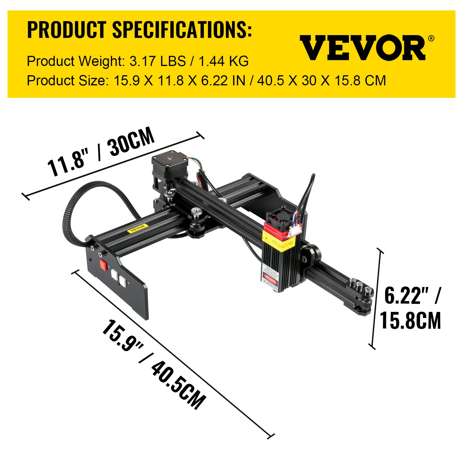 VEVOR Mini Grabador Láser 190 x 170 mm 4,5W Máquina de Grabado de Escritorio Compatible con Windows7/8/10/11, iOS/Android Máquina de Grabado CNC para Papel, Madera, Cuero, Tela, Plástico, Acrílico
