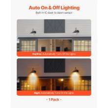 VEVOR Lámpara Solar de Granero para Exterior, 3 Modos de Iluminación, Cuello de Cisne, con Sensor de Movimiento, Compatible con Bombillas E26, para Patios, Porches, Entradas y Garajes, Negro
