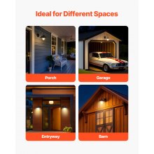 VEVOR Lámpara Solar de Granero para Exterior, 3 Modos de Iluminación, Cuello de Cisne, con Sensor de Movimiento, Compatible con Bombillas E26, para Patios, Porches, Entradas y Garajes, Negro