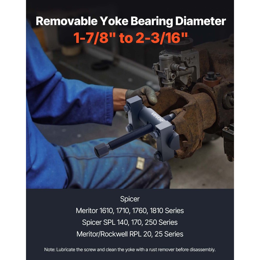 VEVOR Yoke Puller, Made for Class 6-8 Transportation Trucks and Equipment, Heavy Duty Yoke Removal Tool Kit, Automotive Yoke Puller Kit Compatible with Kenworth, Peterbilt, Freightliner, Mack, Volvo