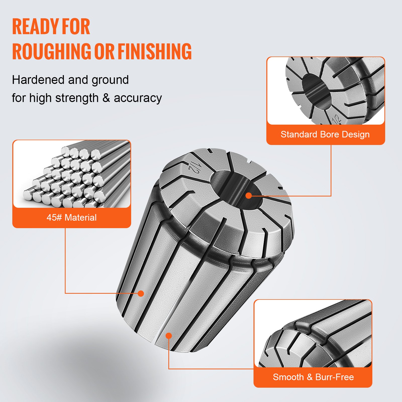 VEVOR Juego de Pinzas ER32 25 PCS 1/16"-13/16" 1,6-20,6 mm TIR 0,0006"/15 μm con 25 Cajitas de Almacenamiento Etiquetadas para Máquina de Grabado CNC, Fresadora, Herramienta de Torno, Taladro, Prensa