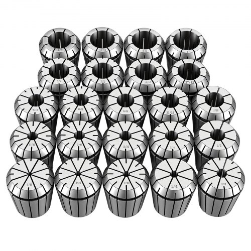 VEVOR Juego de Pinzas de Resorte ER40 1/8-1 pulgada Acero Aleado, 23 Piezas, con TIR de 0,0006 pulgada, Alta Concentricidad, Mandril de Torno de Precisión con Estuche, para Fresadoras CNC y Taladros