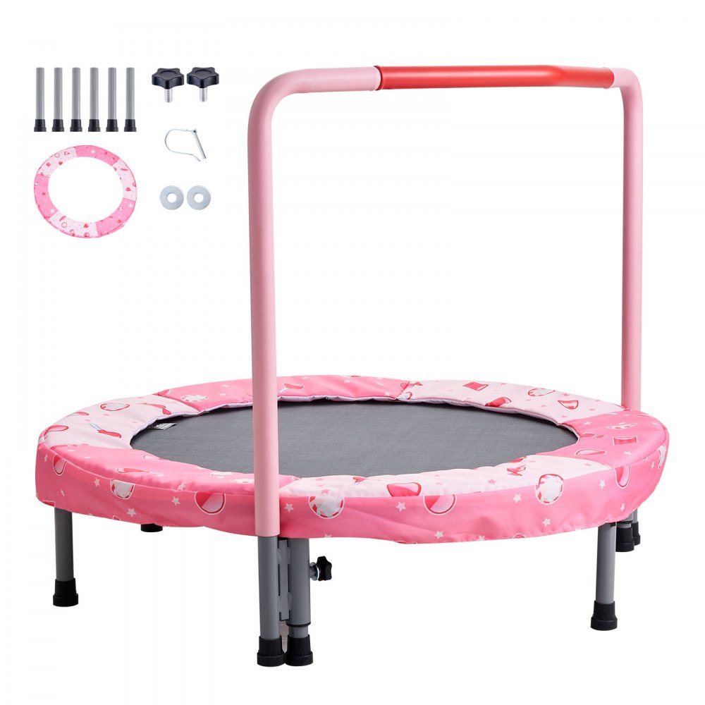 VEVOR Trampolín para Niños para Interiores y Exteriores, Mini Trampolín Plegable con Asa, Trampolín de Rebote para Niños y Niñas de 3 Años en Adelante, para Actividades Divertidas, 955 x 750 mm, Rojo