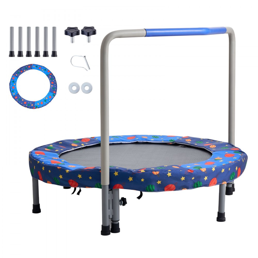 VEVOR Trampolín para Niños para Interiores y Exteriores, Mini Trampolín Plegable con Asa, Trampolín Rebotador para Niños de 3 Años en Adelante, Niños y Niñas para Divertirse, Azul, 955 x 750 mm