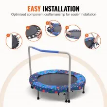 VEVOR Trampolín Plegable a Niños Pequeños Interior y Exterior 955 x 750 mm Azul