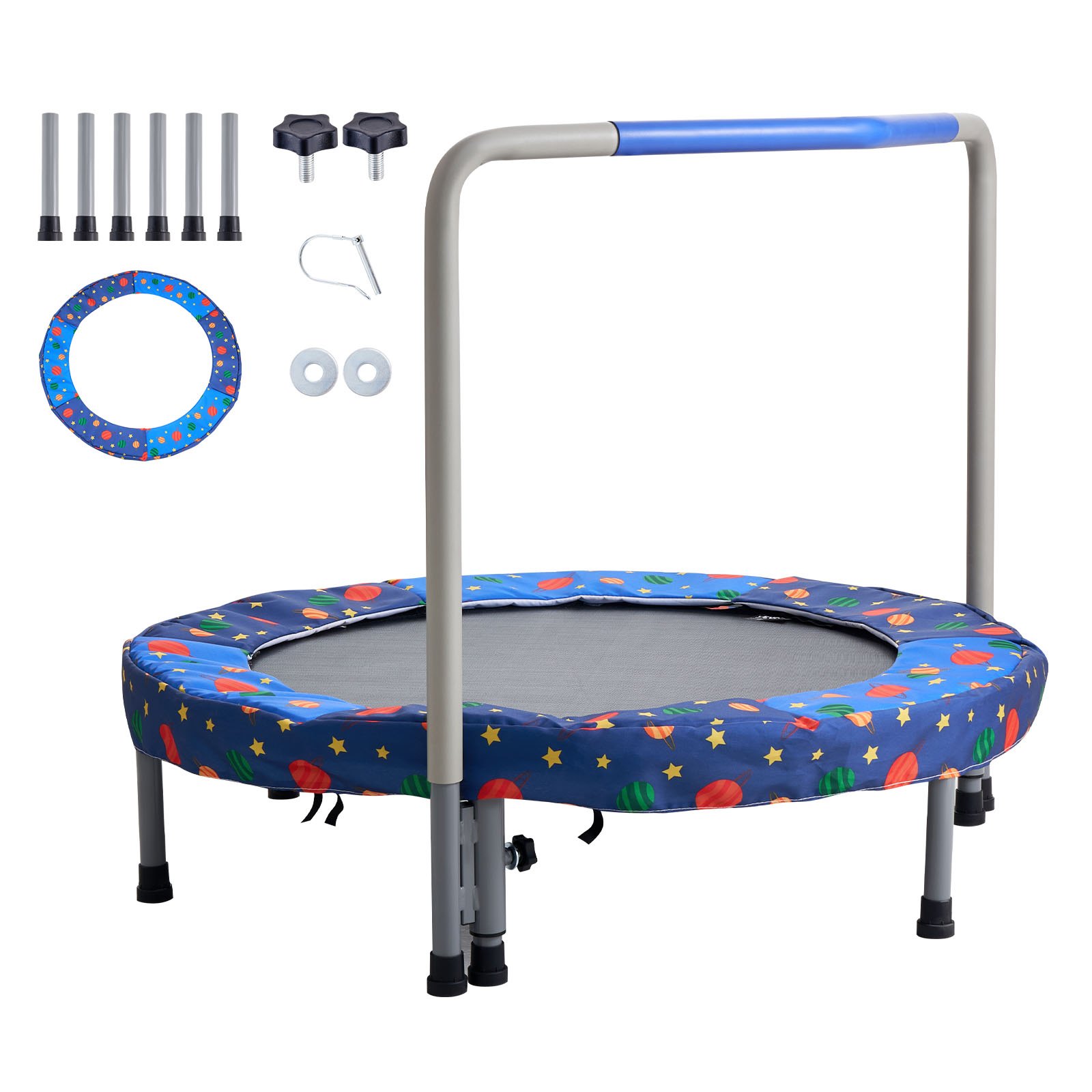 VEVOR Trampolín para Niños para Interiores y Exteriores, Mini Trampolín Plegable con Asa, Trampolín Rebotador para Niños de 3 Años en Adelante, Niños y Niñas para Divertirse, Azul, 955 x 750 mm