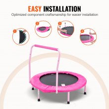 VEVOR Trampolín Plegable para Niños para Interior y Exterior 920 x 805 mm Rosa