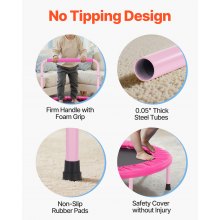 VEVOR Trampolín para Niños para Interiores y Exteriores, Mini Trampolín Plegable con Asa, Trampolín de Rebote para Niños de 3 Años en Adelante, para Niños y Niñas para Divertirse, Rosa, 920 x 805 mm