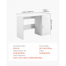 VEVOR Mesa de Niños 1050 x 440 x 751 mm con Cajón y Estante Ajustable, Blanco