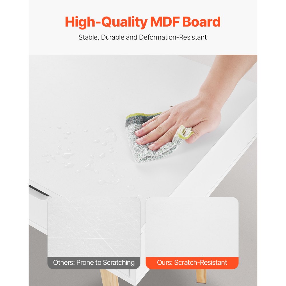 VEVOR Escritorio de Niños 990 x 510 x 765mm, Mesa de Estudio de Madera Sencilla con Cajón Mesa Rectangular para Niños para Dibujar, Leer y Escribir en el Hogar y Dormitorio, Color Blanco y Madera