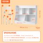 VEVOR Wooden Storage Unit for Children, Toy Storage Organizer with Bookshelf, 89 x 40 x 76 cm, 5-Compartment Toy Cabinet, Children's Book and Toy Shelf for Kids' Room, Playroom
