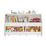 VEVOR Librería Infantil de Madera, Estantería para Juguetes de 1020 x 297 x 600 mm con 2 Cajones Móviles y Espacio de Almacenamiento, Mueble para Niños para Habitación Infantil y Salón, Blanco