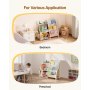 VEVOR 3-Tier Kids Bookshelf, Toy Storage Organizer for Toddler, Book Shelf for Kids Rooms with Sling Book Rack and Storage Bag, Kids Storage Book Shelves for Kids Room, Playroom, Kindergarten, Nursery