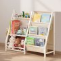 VEVOR Estantería Infantil de 3 Niveles, Estantería 850 x 300 x 755 mm con Soporte para Libros y Bolsa de Almacenamiento, Mueble para Niños para Dormitorio, Habitación Infantil y Salón, Blanco