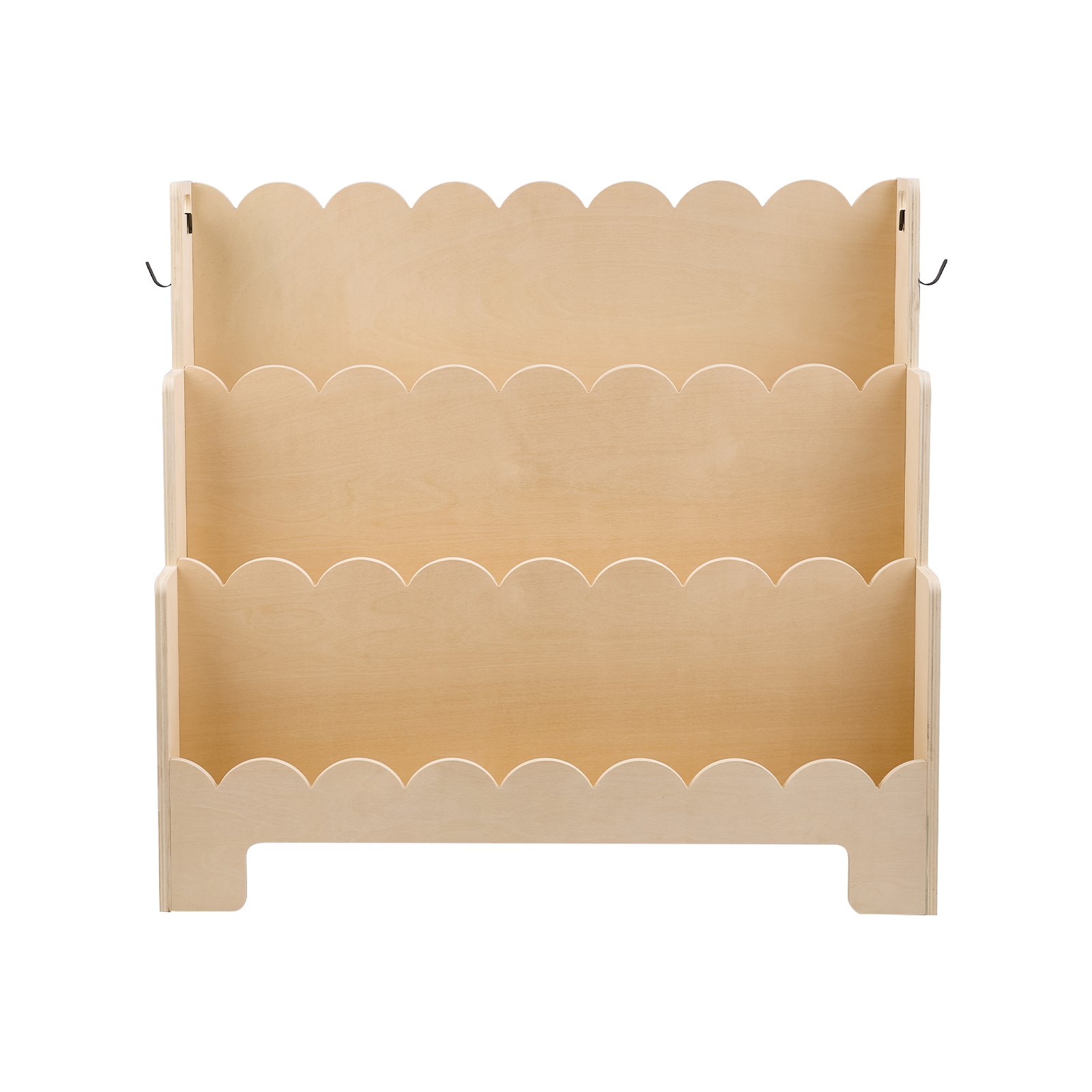 VEVOR Estantería Montessori, Librería Infantil 75 x 27 x 70 cm de 3 Niveles con Borde Festoneado, Estantería Frontal con Ganchos Dobles para Guardería, Preescolar y Jardín de Infancia, Marrón Claro
