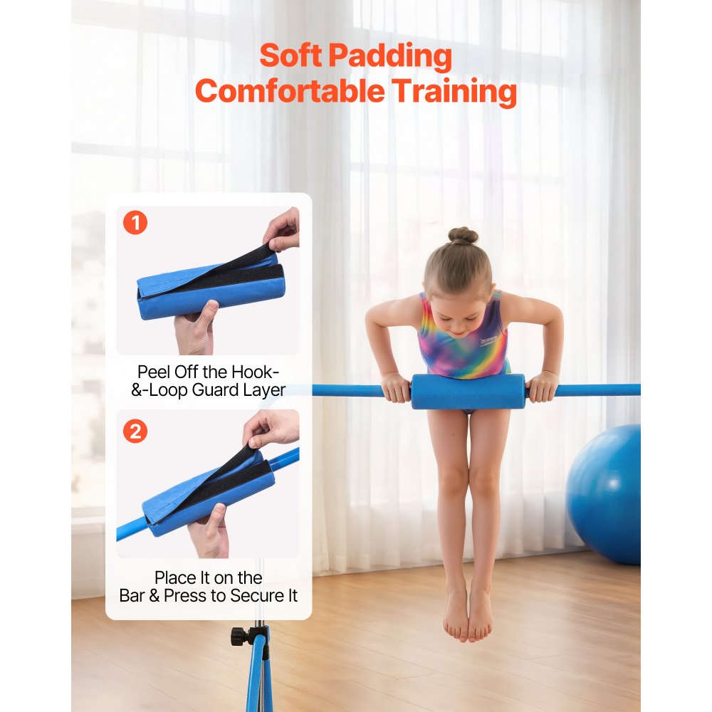 VEVOR Barra de Gimnasia Plegable Capacidad de 63,5 kg, Barra Horizontal Altura Ajustable de 5 Niveles 914 a 1321 mm, Equipo de Entrenamiento en Casa, Estructura Estable, 150 x 108 x 135 cm, Azul