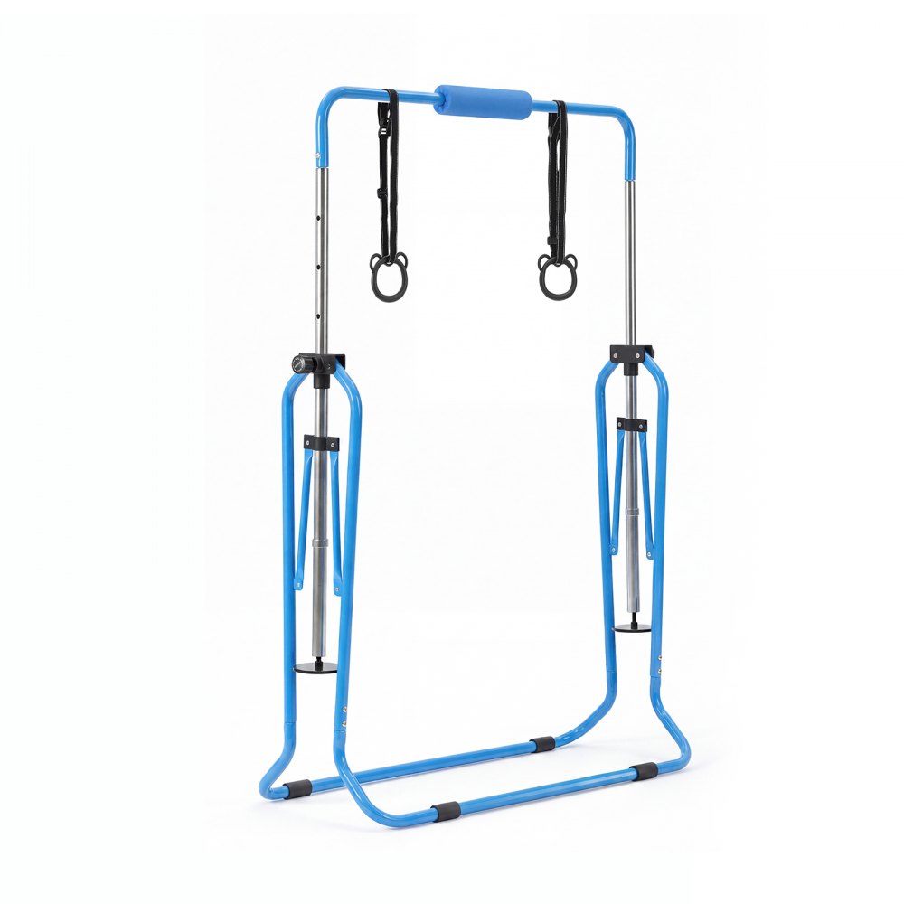 VEVOR Barra de Gimnasia Plegable Capacidad de 63,5 kg, Barra Horizontal Altura Ajustable de 5 Niveles 914 a 1321 mm, Equipo de Entrenamiento en Casa, Estructura Estable, 150 x 108 x 135 cm, Azul