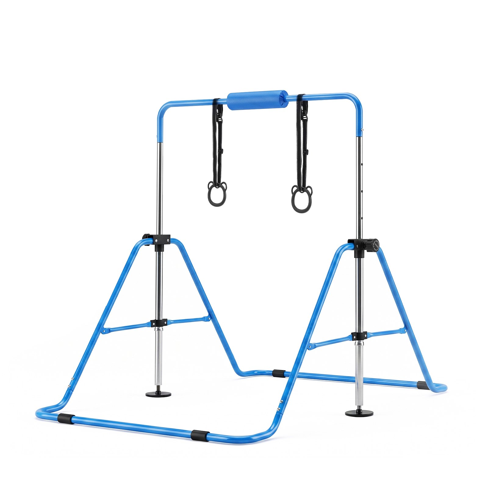 VEVOR Barra de Gimnasia Plegable Capacidad de 63,5 kg, Barra Horizontal Altura Ajustable de 5 Niveles 914 a 1321 mm, Equipo de Entrenamiento en Casa, Estructura Estable, 150 x 108 x 135 cm, Azul
