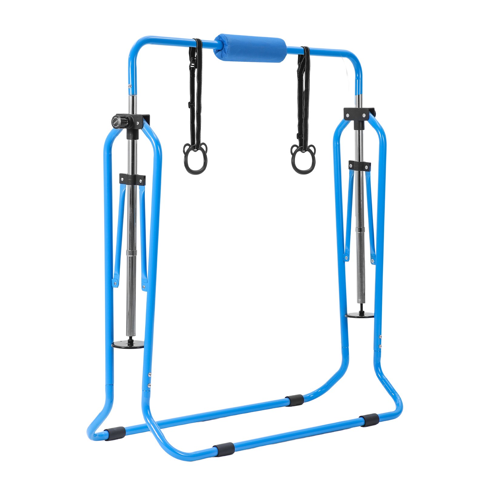 VEVOR Barra de Gimnasia Plegable Capacidad de 63,5 kg con Colchoneta, Barra Horizontal con Altura Ajustable de 5 Niveles 914 a 1321 mm, Equipo de Entrenamiento en Casa, Estructura Estable, Azul