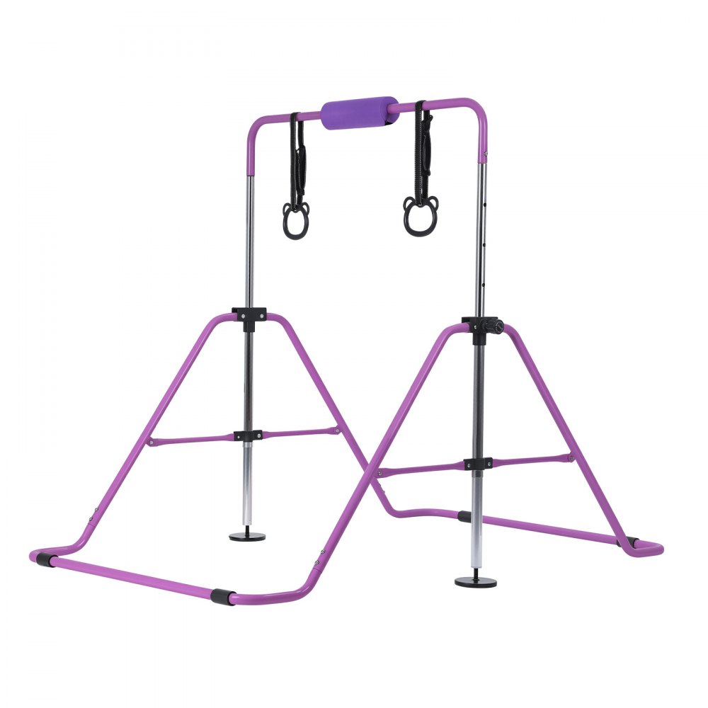 VEVOR Barra de Gimnasia Plegable Capacidad de 63,5 kg, Barra Horizontal Altura Ajustable de 5 Niveles 914 a 1321 mm, Equipo de Entrenamiento en Casa, Estructura Estable, 150 x 108 x 135 cm, Morado