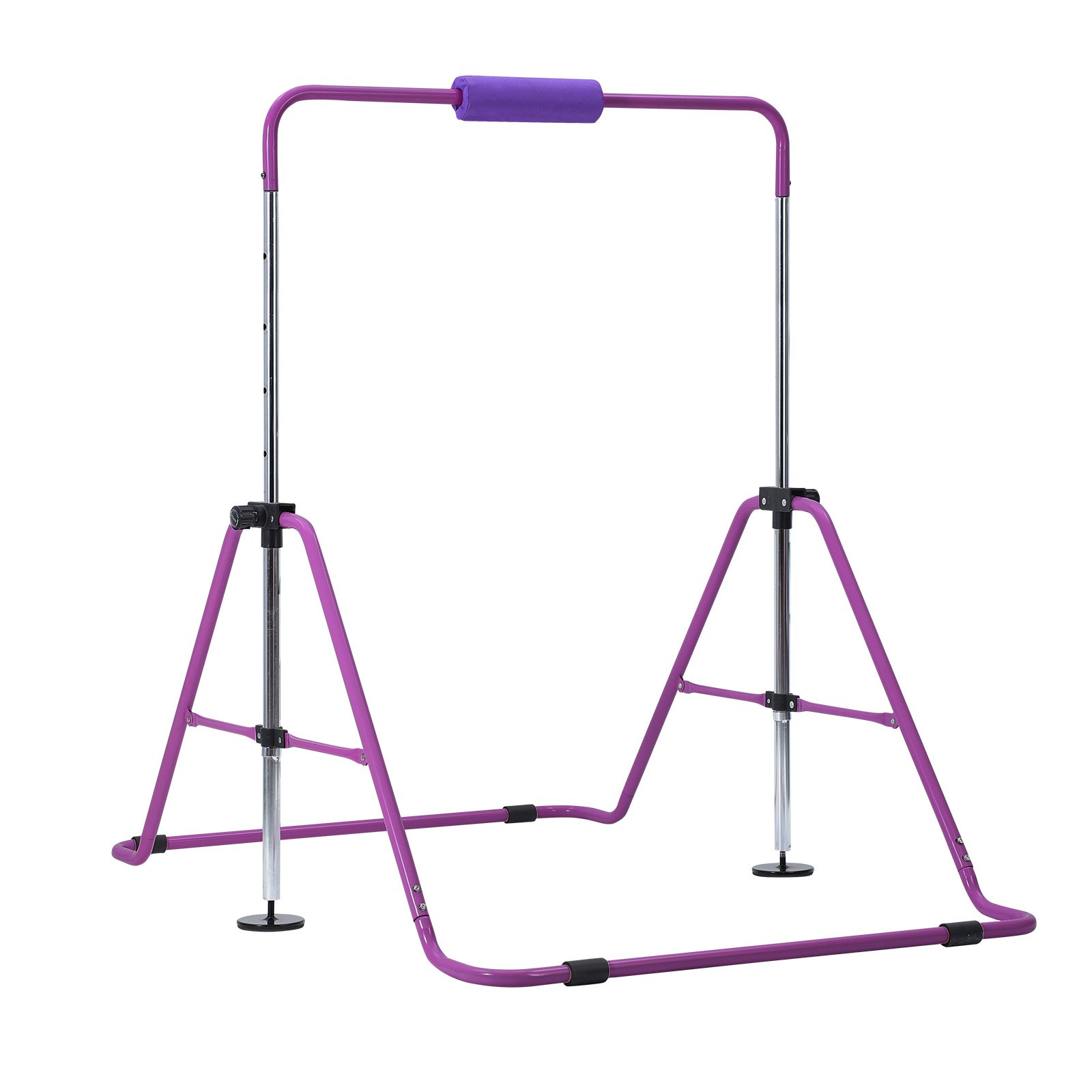 VEVOR Barra de Gimnasia Plegable Capacidad de 63,5 kg, Barra Horizontal Altura Ajustable de 5 Niveles 914 a 1321 mm, Equipo de Entrenamiento en Casa, Estructura Estable, 150 x 108 x 135 cm, Morado