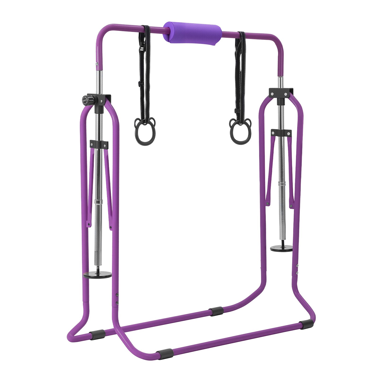 VEVOR Barra de Gimnasia Plegable Capacidad de 63,5 kg, Barra Horizontal Altura Ajustable de 5 Niveles 914 a 1321 mm, Equipo de Entrenamiento en Casa, Estructura Estable, 150 x 108 x 135 cm, Morado