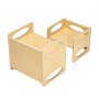 VEVOR Juego de Mesa y Silla Montessori para Destete, Silla Montessori de Altura Ajustable y Mesa de Actividades 380 x 300 x 362 mm para Leer, Comer y Jugar para Niños de 1 a 5 Años, Color Madera