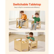 VEVOR Juego de Mesa 380x300x362 mm y Silla para Destete para Niños, Color Madera