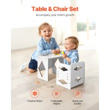 VEVOR Juego de Mesa 392 x 300 x 381 mm y Silla para Destete para Niños, Blanco