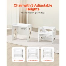 VEVOR Juego de Mesa 392 x 300 x 381 mm y Silla para Destete para Niños, Blanco