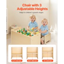 VEVOR Juego de Mesa y Silla Montessori para Destete con 2 Sillas, Color Madera