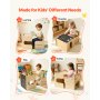 VEVOR Juego de Mesa y Silla Montessori para Niños de 1-5 Años de Madera, Mesa de Aprendizaje Multifuncional, Taburete Infantil, con Espacio de Almacenamiento Pizarra, para Jugar Comer Dibujar Leer