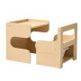 VEVOR Montessori Weaning Table and Chair Set, Wooden, Kids Table and Chair Set for Toddlers 1-5, Step Stool with Blackboard and Storage Space, Easy to Clean, for Eating, Drawing, Reading, Playing