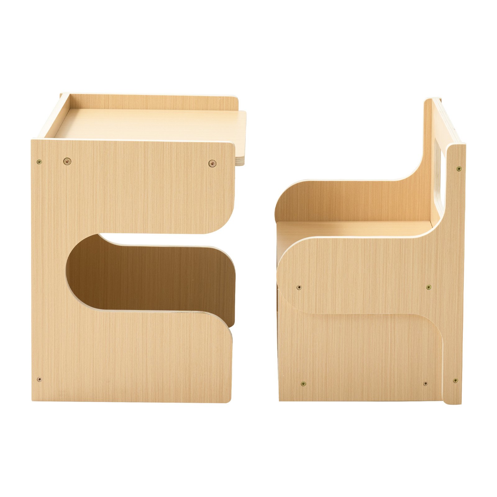 VEVOR Juego de Mesa y Silla Montessori para Niños de 1-5 Años de Madera, Mesa de Aprendizaje Multifuncional, Taburete Infantil, con Espacio de Almacenamiento Pizarra, para Jugar Comer Dibujar Leer