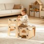 VEVOR Torre de Aprendizaje Montessori Plegable para Niños Multifuncional, Torre Ayudante de Cocina Infantil, Juego de Mesa y Silla Convertible para Bebés de Madera, para Destete Comer Jugar Dibujar