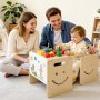 VEVOR Montessori Weaning Table and Chair Set, Wooden, Kids Table and Chair Set for Toddlers 1-5, Step Stool with Whiteboard and 3 Heights Adjustable, Easy to Clean, for Eating Drawing Reading Playing