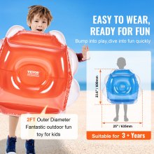 VEVOR Burbuja Inflable Diámetro de 0,6 m 2 Piezas Bola de Parachoques de Burbuja de Hámster de PVC Grosor  de 0,3 mm para Niños y Adolescentes Juegos al Aire Libre Juguetes de Parachoques Rojo y Azul