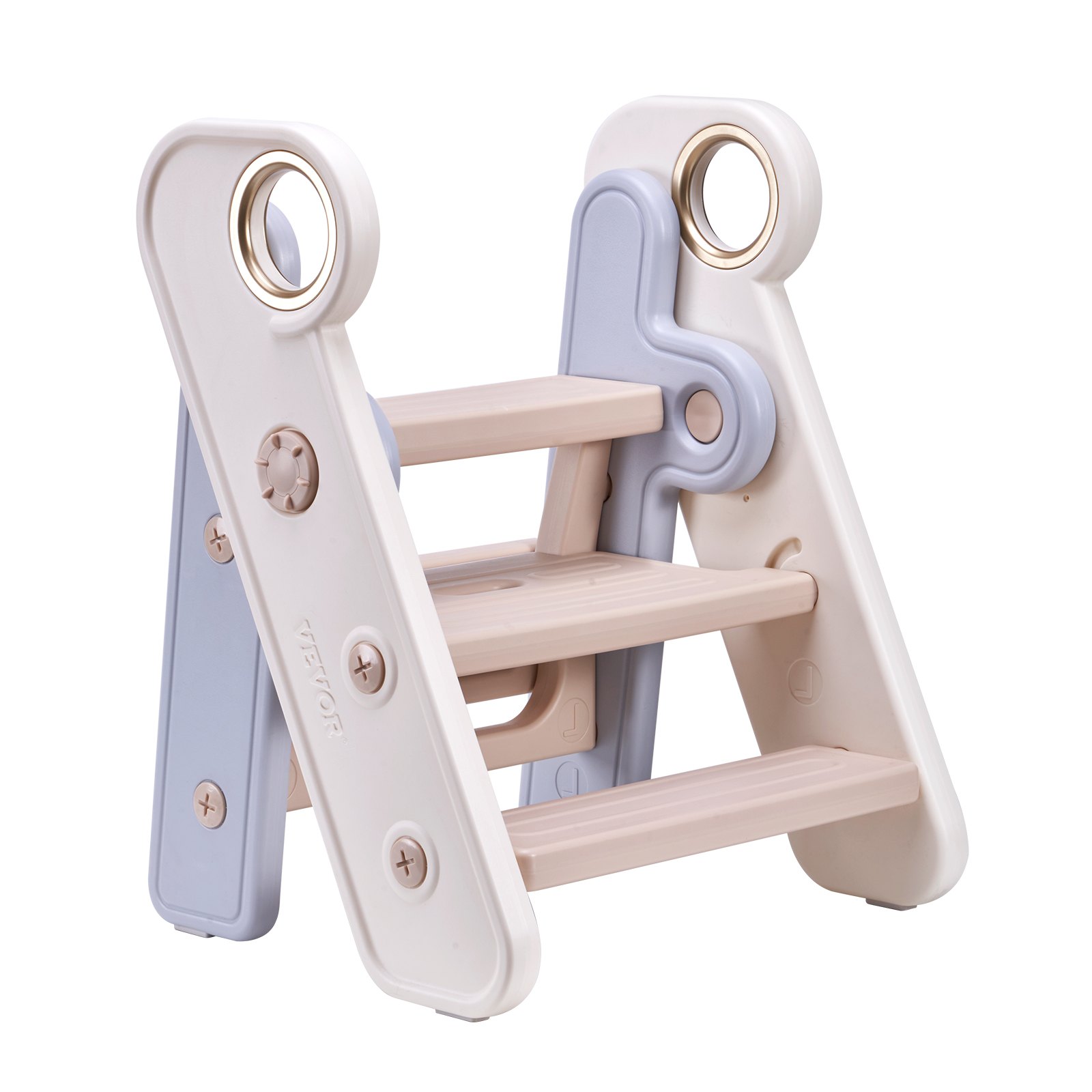 VEVOR Taburete con escalón para niños Taburete con escalón para niños pequeños Plegable Ajustable de 3 a 2 escalones Gris