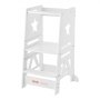 VEVOR Children's Step Stool, 158.9 kg Weight Capacity, 844 x 553 x 482 mm, Pine Wood & Bamboo, Height Adjustable from 328 to 520 mm, Learning Tower, Children's Step Stool, White