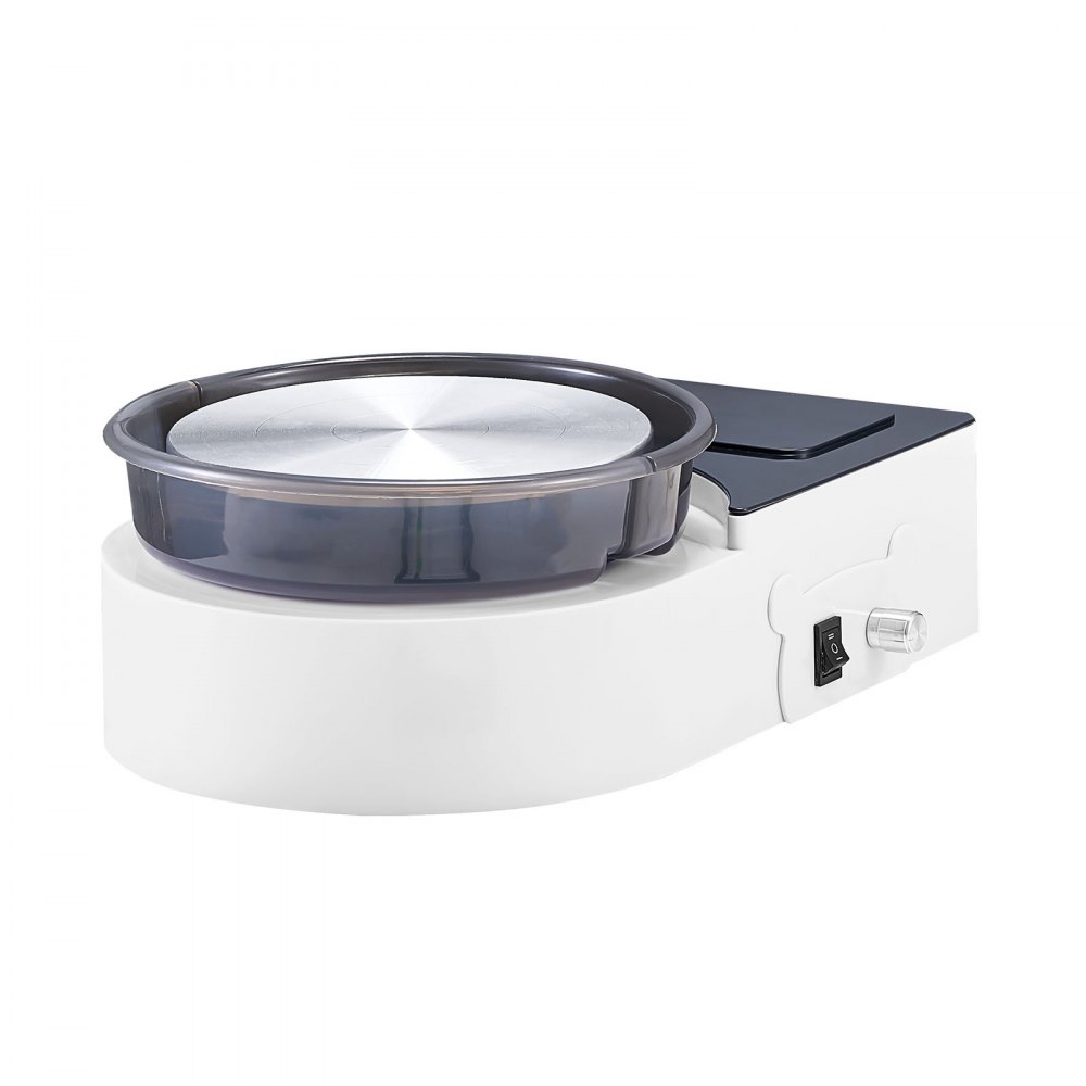 VEVOR Mini Torno de Cerámica, Plato Giratorio de 158 mm Rotación Hacia Adelante/Atrás Velocidad Ajustable, Torno de Arcilla Eléctrico con Herramientas para Moldear Arcilla para Niños Adultos, Blanco
