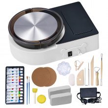 VEVOR Mini Torno de Cerámica, Plato Giratorio de 158 mm Rotación Hacia Adelante/Atrás Velocidad Ajustable, Torno de Arcilla Eléctrico con Herramientas para Moldear Arcilla para Niños Adultos, Blanco