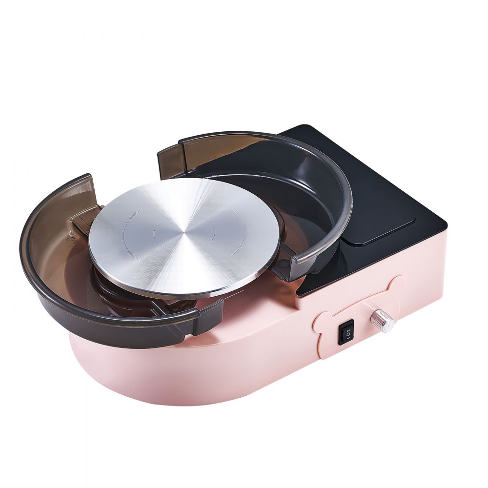VEVOR Mini Torno de Cerámica, Plato Giratorio de 158 mm Rotación Hacia Adelante/Atrás Velocidad Ajustable, Torno de Arcilla Eléctrico con Herramientas para Moldear Arcilla para Niños Adultos, Rosa