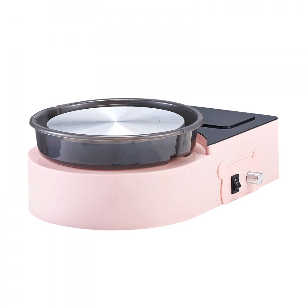 VEVOR Mini Torno de Cerámica, Plato Giratorio de 158 mm Rotación Hacia Adelante/Atrás Velocidad Ajustable, Torno de Arcilla Eléctrico con Herramientas para Moldear Arcilla para Niños Adultos, Rosa